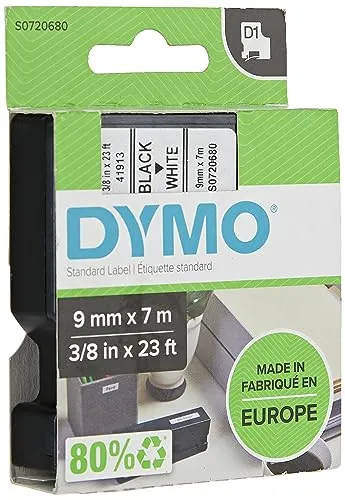 DYMO S0720680 - Nastro D1 40913, colore del nastro: bianco, 9 mm, 7 m
