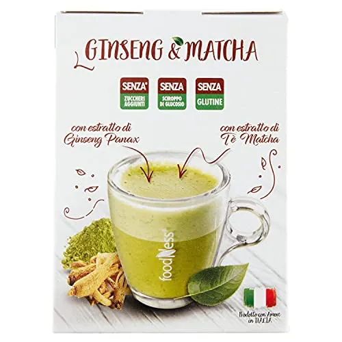 Foodness Preparato Monodose per Caffè al Ginseng & Matcha - 5 confezioni da 10 bustine (tot. 50 bustine)
