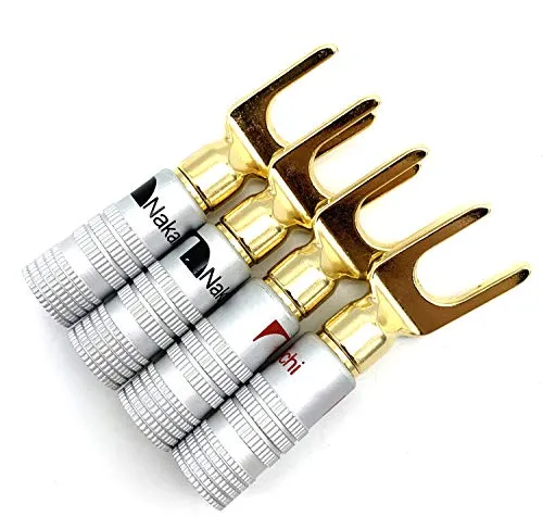 Vimmor Y Plug 4 pz 45 Gradi Nakamichi Speaker Banana Spine Connettore Jack Audio per Cavo Altoparlante Resistente alla corrosione, 2 Pezzi Nero e 2 Pezzi Rosso