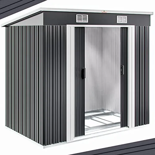 Deuba Capanno da Giardino L 8m² Fondamenta 196x122x182cm Porta Scorrevole Casetta 3,1m³ Antracite