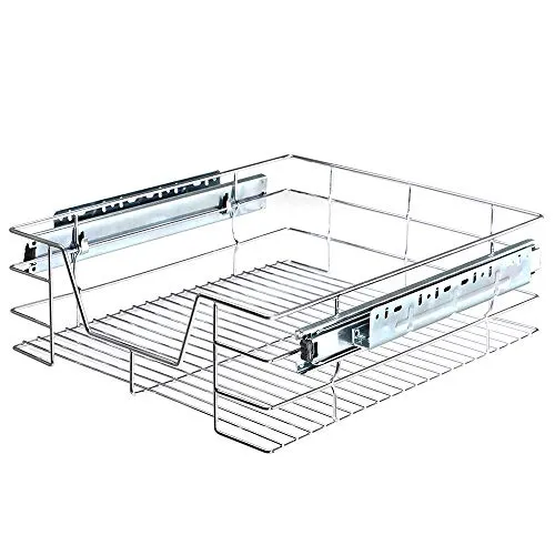 BAKAJI Cassetto Telescopico Mobili Cucina Cestello Mensola Estraibile Mobile Salvaspazio con Binario in Acciaio Inox (40 cm)