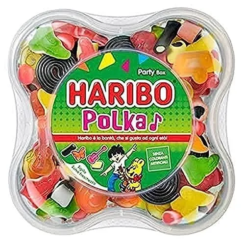 Haribo Polka Party Box, Caramelle Gommose, Gusto Frutta e Liquirizia, Ideali per Feste e Dolci Momenti di Relax - 500gr