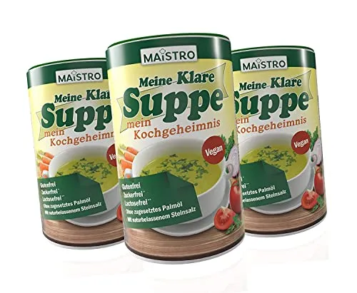 PACCHETTO VANTAGGIO MAISTRO 3 pezzi br Brodo vegetale vegano e condimento, senza grilletto allergenico, senza PALMÖL, preparato rapidamente e delicatamente. Zuppa di verdure 900g/45 litri