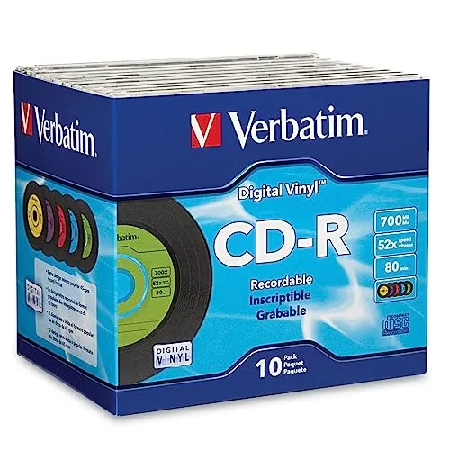 Verbatim Digital Vinyl CD-R(TM) 80MIN 700MB 52X 10pk Jewel Cases