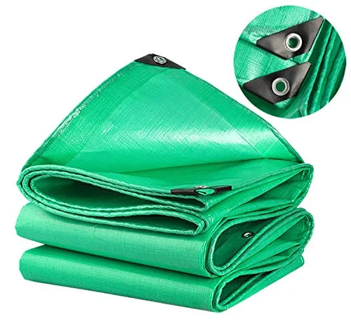 SOVIYAS Telo di tela cerata resistente 8m x 10m 26ft x32ft (8x 10 m,150g/m²) Tela cerata PE Impermeabile foglio di tela cerata Verde Tarp di qualità premium per campeggio esterno