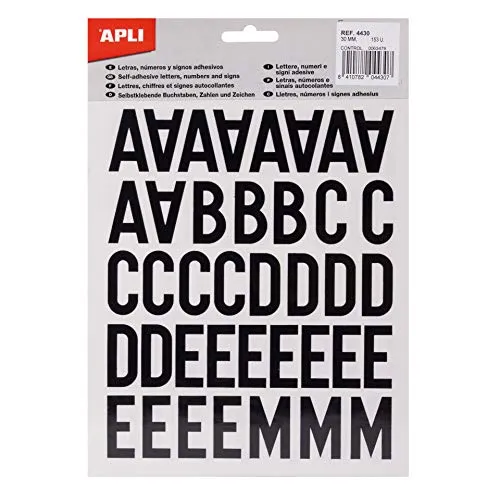 APLI 4430 - Adesivi con lettere, numeri, segni 30 mm