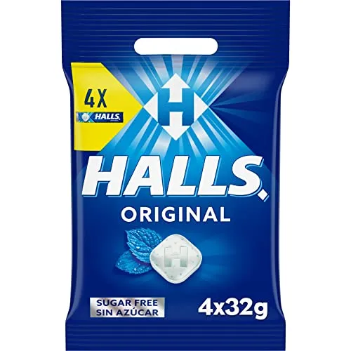 Halls ORIGINAL Caramelle alla menta senza Zucchero - confezione da 128g (4x32g)