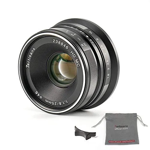 7artisans 25 mm f1.8 Focus manuale obiettivo per fotocamere Sony Emount come A7 A7II A7R A7RII A7S A7SII A6500 A6300 A6000 A5100 A5000 ex-3 NEX-3 N nex-3r nex-f3 K NEX-5 NEX-5 N - nero