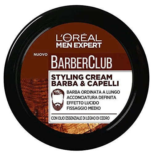 L'ORÉAL Paris Men Expert Barber Club Crema Modellante per Barba e Capelli, Styling Cream a Fissaggio Medio, 75 ml