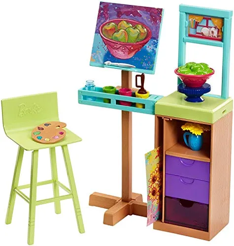 Barbie- Atelier da Artista con Cavalletto Due Diverse Tele e Accessori, FJB26