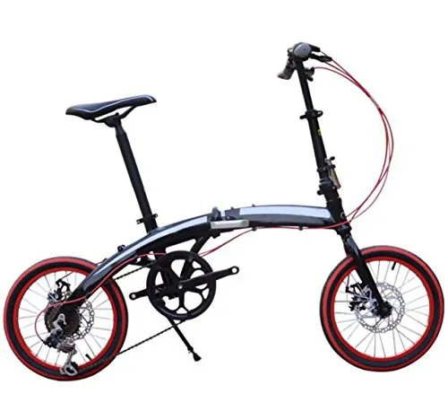 GHGJU Bike Bici Pieghevole Alluminio della Bici dei Capretti da 16 Pollici Bici Ultra-Leggera Mini-Studente della Bici,Black-16in