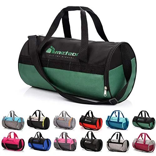 Borsa Palestra con Scomparto per Scarpe Borsone Viaggio Borse Piscina Sportiva Duffel Bag per Uomo Donna - Borsa a Tracolla Spalla Weekend Campeggio Sport Fitness 25L (Nero/Verde, 25L)