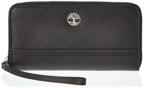 Timberland Womens Leather RFID Zip Around Wallet Clutch with Wristlet Strap black (pebble), One Size