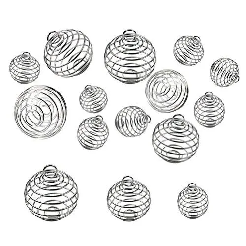 Rosenice 30 perline a spirale ciondolo a gabbia per la produzione di gioielli fai da te (argento)
