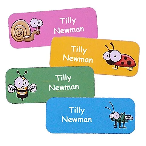 Adesivi personalizzati con nome e cognome del bambino | Adesivi personalizzati impermeabili con motivo insetti (40)