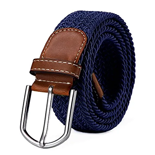Cintura in tessuto elasticizzato da donna e da uomo lunghezza da 100 a 130 cm intrecciata blu scuro