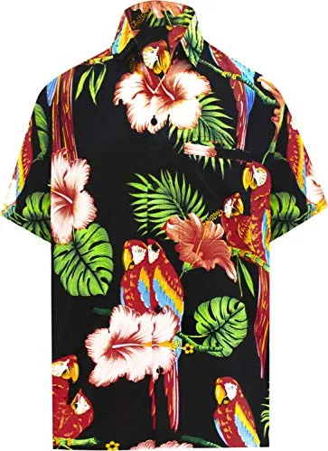LA LEELA Shirt Super Morbida Spiaggia del Campeggio Aloha Poliestere Nero 441 Piccole