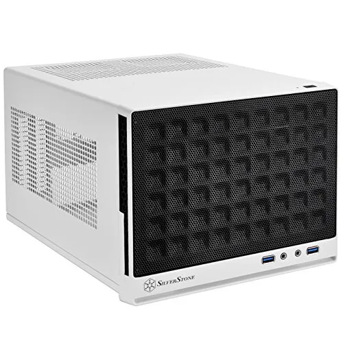 SilverStone SST-SG13WB - Sugo Mini-ITX Compact Computer Cube Case, pannello frontale con Mesh, nero bianco