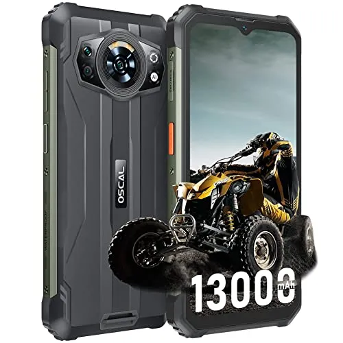 OSCAL Blackview S80 Rugged Smartphone, Telefono Indistruttibile 10GB+128GB ROM, 13000mAh Batteria (33W), 6.583'' HD+, 8MP+12MP ArcSoft®, Android 12, 4G Dual SIM/NFC/Fingerprint/Face ID/OTG/GPS