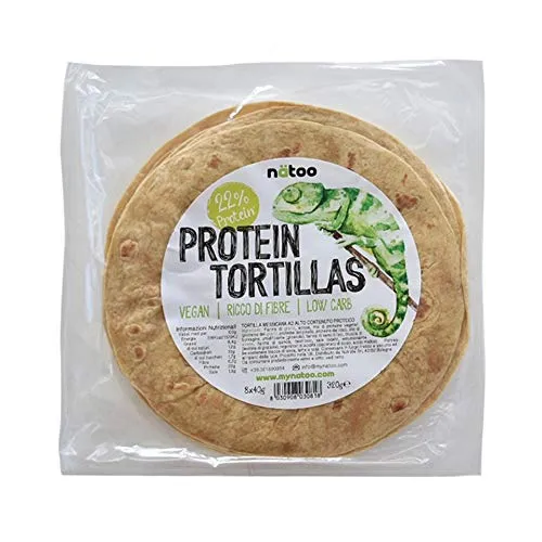 NATOO Protein Tortillas con elevato contenuto di proteine vegetali - 24 piadine da 40gr - Vegan