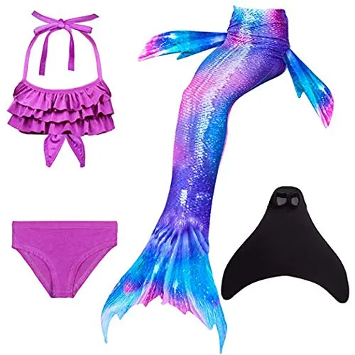 shepretty Ragazze Sirena Coda Costume da Bagno Squalo Cosplay Costume 4pcs Insiemi del Bikini,DH54,140