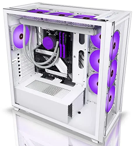 KEDIERS Case PC - Case per PC da gioco E-ATX Tower in vetro temperato con 10 ventole RGB，C700，Bianco