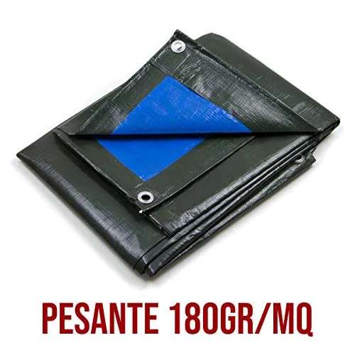 STI Telo Pesante Occhiellato Verde Blu Impermeabile Copritutto Multiuso Misura 4x5mt