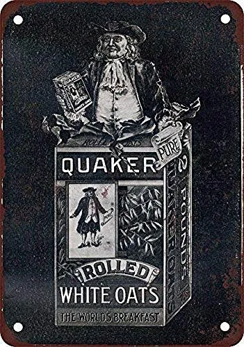 Targa da parete in latta "Quaker Avena" con scritta in lingua inglese "Quaker Avena" (lingua italiana non garantita)