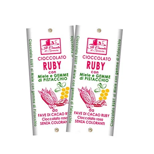 NOVITÀ | Cioccolato RUBY e GEMME DI PISTACCHIO | da Fave di Cacao Rosa | set tavolette 2 pz – 190 gr…