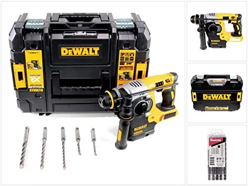 DeWalt DCH 273 NT 18 V Brushless - Martello combinato a batteria SDS-Plus, in scatola TSTAK + 5 pezzi Set di punte per martello SDS-VPlus, senza batteria, senza caricatore