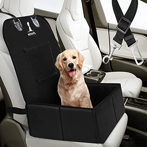 Wimypet Seggiolino Auto per Cani di Piccola Media Taglia, Antiscivolo Seggiolino Auto Cane Impermeabile, Lati Robusti Trasportino Cane con Cintura di Sicurezza