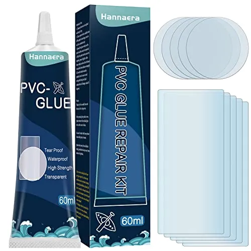 Colla Riparazione in PVC, Kit di Riparazione, Impermeabile Set di Riparazione per Gommoni Sup per Piscina Gonfiabile, Vasca Idromassaggio, Gommone, Spa Funziona su Tutti i Materiali in PVC(60ml)