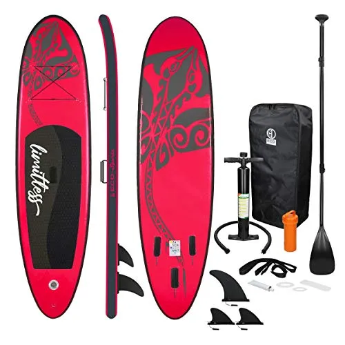 ECD Germany Tavola Gonfiabile Paddle Board Stand Up Limitless SUP 308 x 78 x 10 cm Rosa Diversi Modelli Pagaia in PVC Include Pompa Borsa da Trasporto e Accessori Surfboard Tavola Paddle Surf Board