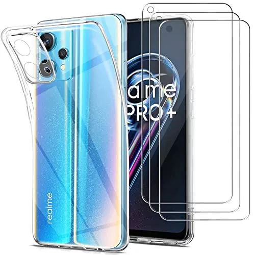 Young & Ming Compatible per Cover Realme 9 4G/Realme 9 PRO Plus 5G/FreeFire Limited Edition + 3 Pack Vetro Temperato, Custodia Sottile Silicone TPU Bumper Case Antiurto Antigraffi Case Cover