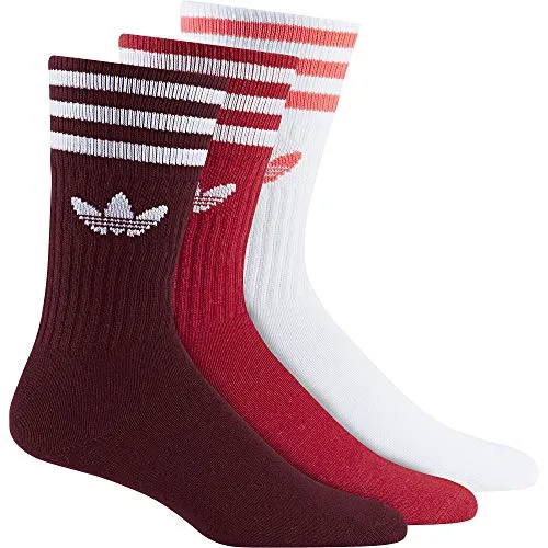 adidas Solid Crew 3 Pack, Calzini Uomo, Collegiate Burgundy/Scarlet/White, 35-38