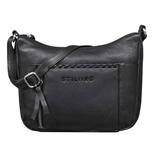 STILORD 'Penny' Borsetta a Tracolla Vintage Donna in Pelle Borsa Piccola Pochette Elegante per Feste Shopping Lavoro in Vero Cuoio, Colore:nero