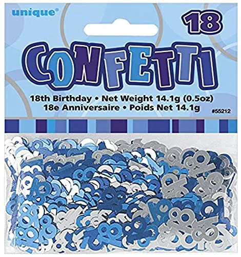 Unique Party 55212 - Blu Brillante Coriandoli in Foil per 18° Compleanno