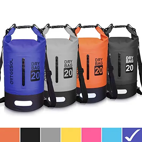 arteesol Borsa Impermeabile, 5L 10L 20L 30L Dry Bag/Sacco Sacchetto Impermeabile con Cinghia Regolabile Lungo per Kayak Tour in Barca Canoa/Pesca/Rafting/Nuoto/Snowboard