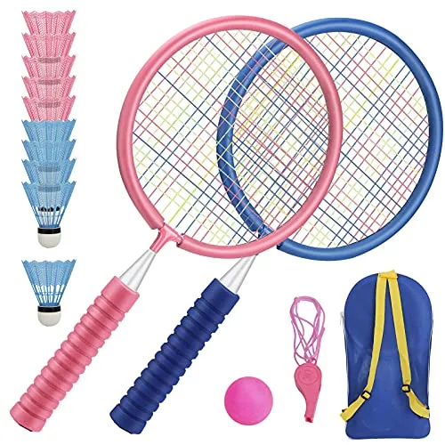 Aceshop 16 in 1 Set da badminton per bambini Giocattoli da badminton per bambini e 2 racchette da badminton 10 Volani Borsa da trasporto per interni Cortili all'aperto Prato Gioco sportivo da spiaggia