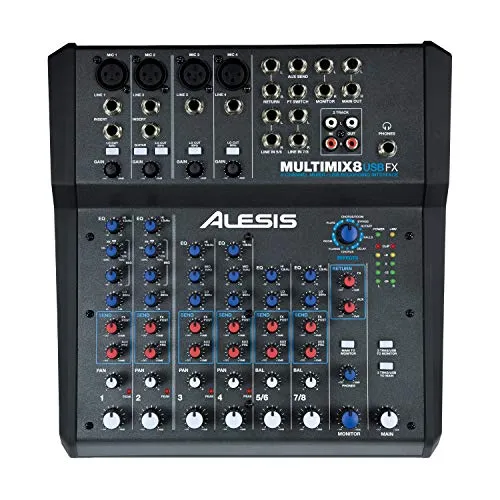 Alesis MultiMix 8 USB FX – Mixer Audio a 8 Canali da Studio con Effetti Integrati e Scheda Audio USB per il live e l'Home Recording