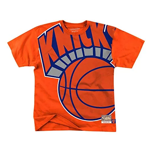 Mitchell & Ness NBA Big Face New York Knicks - Maglietta a maniche corte, colore: Arancione Colore: arancione. XXL