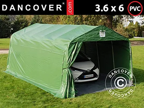 Dancover Tenda Garage PRO 3,6x6x2,68m PVC, con Pavimento, Verde/Grigio