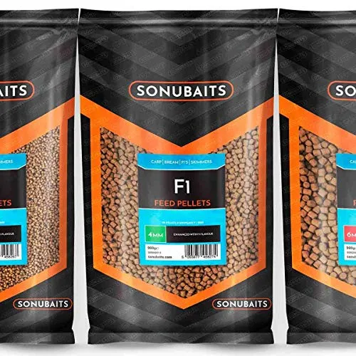 Sonubaits F1 Feed Pellets 6mm arricchito con sapore sacchetto 900g Carp Bream F1s Skimmers