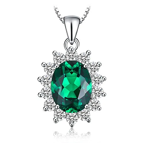 JewelryPalace Principessa Diana William Kate Middleton's 2.5ct Simulato Smeraldo Verde 925 Sterling Argento Pendente Collana 45cm