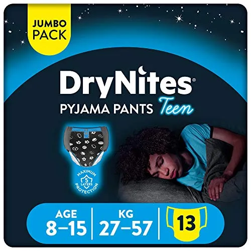 Huggies DryNites Mutandine Assorbenti per la Notte, Ragazzo, 8-15 Anni (27-57 kg), 1 confezione da 13 pezzi
