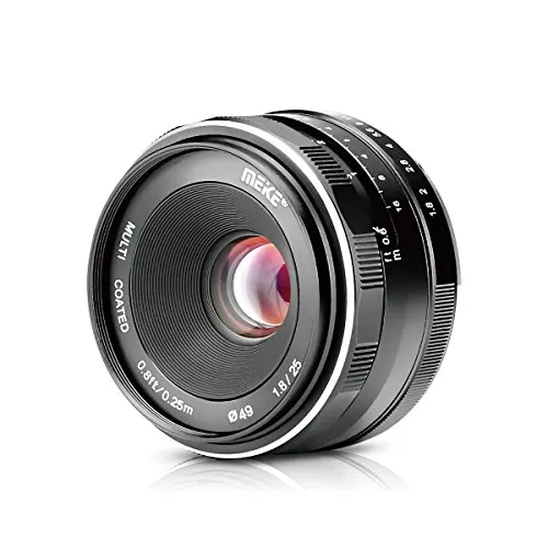 Meike 25mm F1.8 Large Aperture Wide Angle Lens Manual Focus Lens for Sony E Mount Mirrorless Cameras A7III A9 NEX 3 3N 5 NEX 5T NEX 5R NEX 6 7 A6400 A5000 A5100 A6000 A6100 A6300 A6500