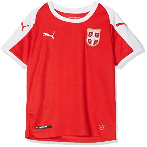 PUMA Serbia Home Shirt SS Replica Jr, Maglietta Bambini, Red White, 14