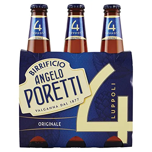 Birrificio Angelo Poretti Originale 4 Luppoli 33Cl (Pacco Da 3) Lager con 4° Luppolo Coltivato in Italia