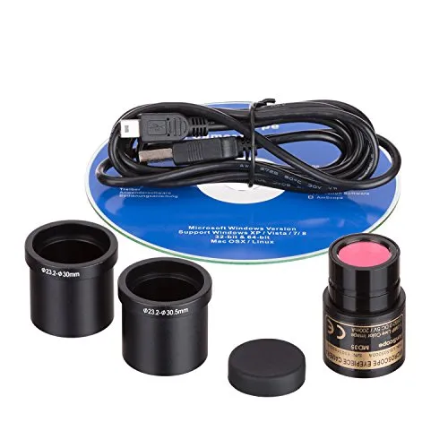 AmScope MD 35 videocamera digitale per microscopi, Still Photo & Live, con cavo USB e adattatori