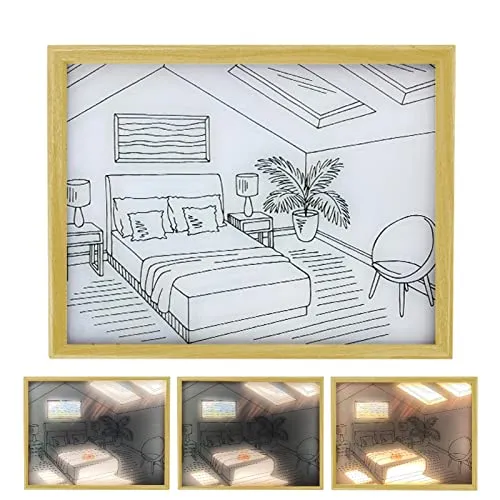 Jildouf Cornice per foto luminosa a LED,Cornice artistica con arte di luci e ombre | Creative LED Night Light Art Frame Immaginazione confortevole per hotel, caffè, bar